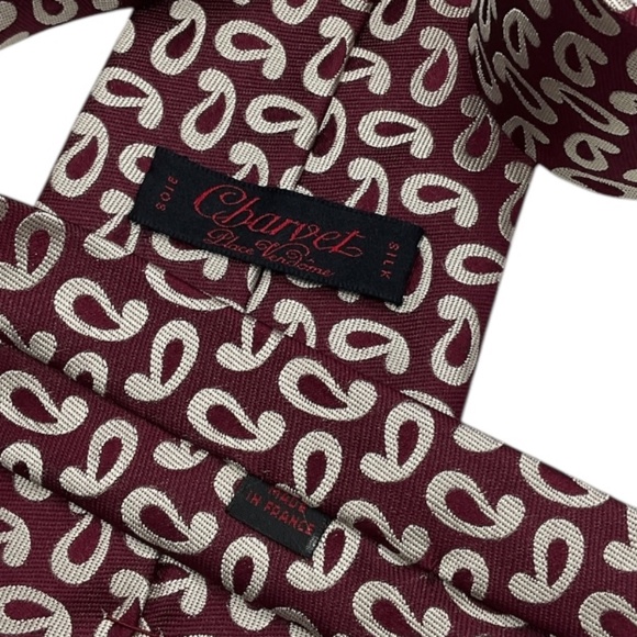 CHARVET Burgundy/Ivory Paisley Silk LUXURY Tie ITALY - Picture 3 of 5